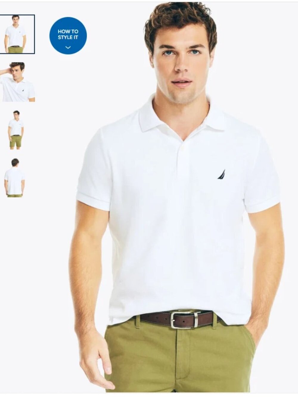 Nautica Slim Fit Deck Polo KR7211 Size Medium White